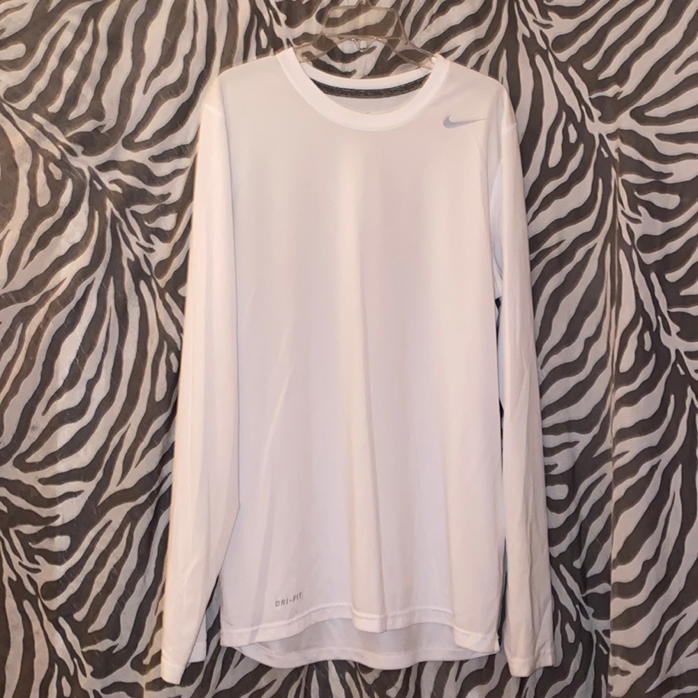 White Nike Long Sleeve Dri-Fit shirt